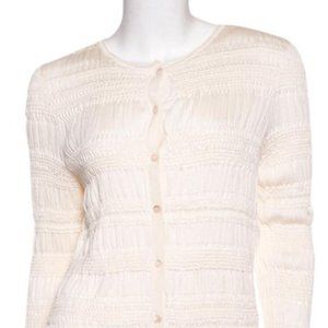 NWTNina Ricci Cream Knit Silk Cardigan
